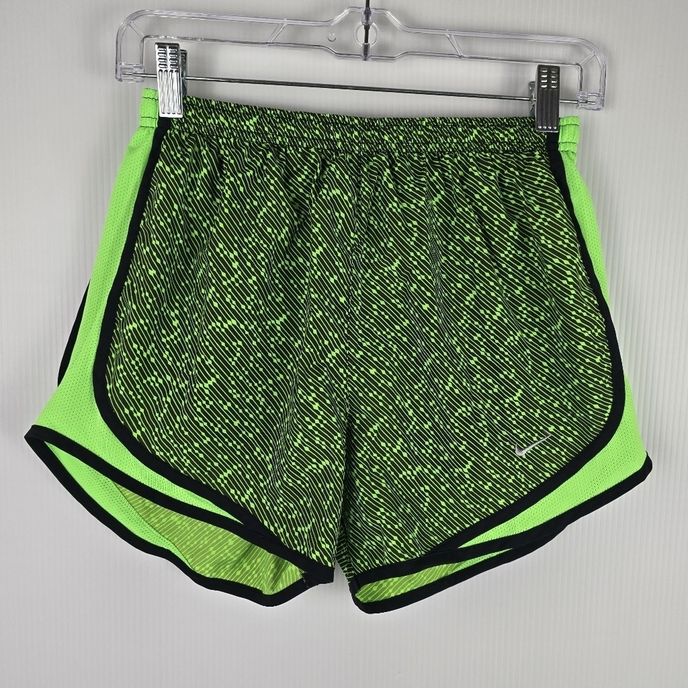 NWOT Nike Womens Dri-Fit Green & Black Print  Running Exercise Shorts SizeSmall